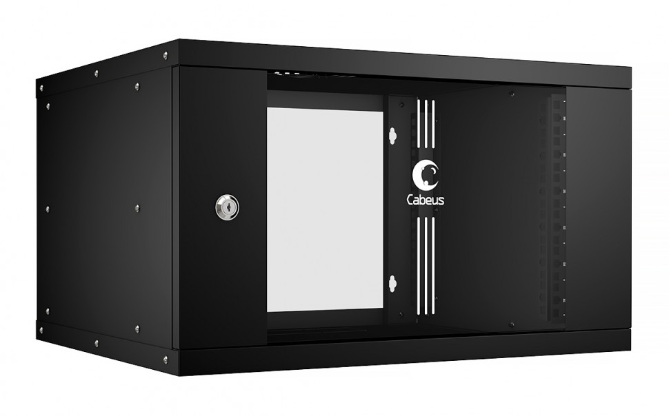 Шкаф телекоммуникационный настенный 19" 6U Cabeus WSC-05D-6U55/45-BK